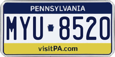 PA license plate MYU8520