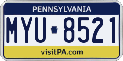 PA license plate MYU8521