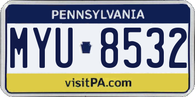 PA license plate MYU8532