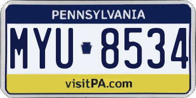 PA license plate MYU8534