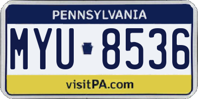 PA license plate MYU8536