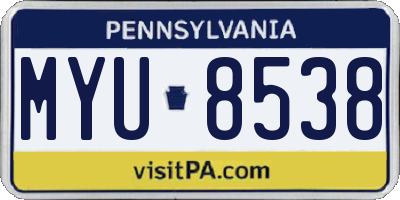PA license plate MYU8538