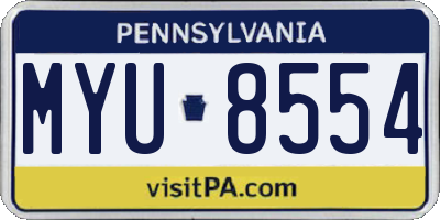 PA license plate MYU8554