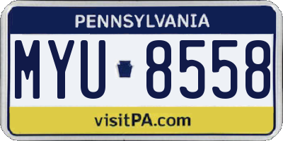 PA license plate MYU8558