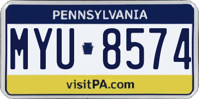 PA license plate MYU8574