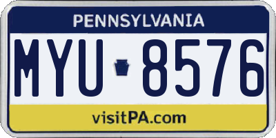 PA license plate MYU8576