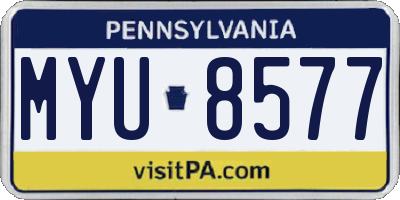 PA license plate MYU8577