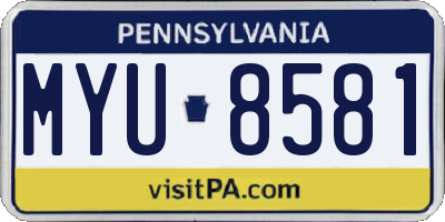 PA license plate MYU8581