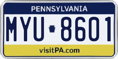 PA license plate MYU8601