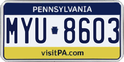 PA license plate MYU8603