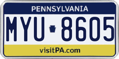 PA license plate MYU8605