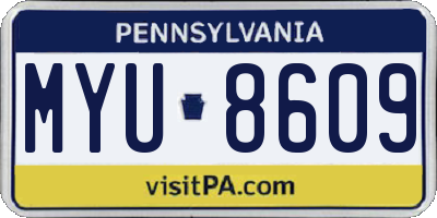 PA license plate MYU8609