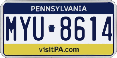 PA license plate MYU8614