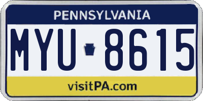PA license plate MYU8615