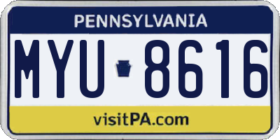 PA license plate MYU8616