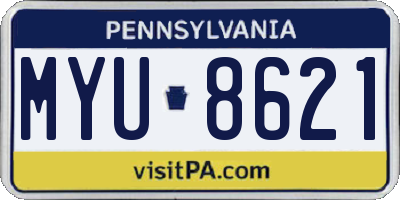 PA license plate MYU8621