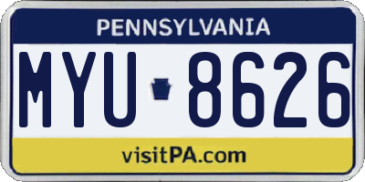 PA license plate MYU8626
