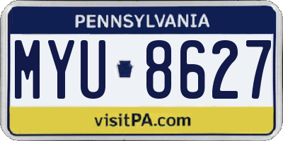 PA license plate MYU8627