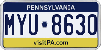 PA license plate MYU8630
