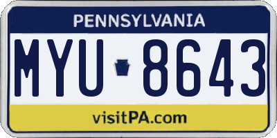 PA license plate MYU8643