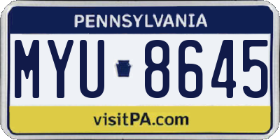 PA license plate MYU8645