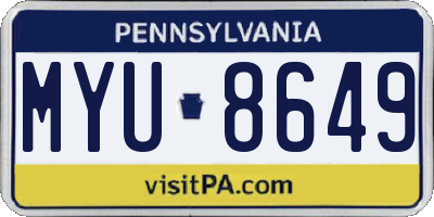PA license plate MYU8649