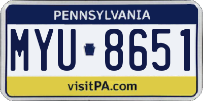PA license plate MYU8651