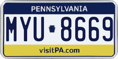 PA license plate MYU8669