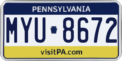 PA license plate MYU8672