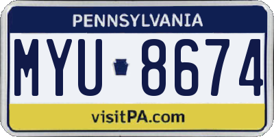 PA license plate MYU8674