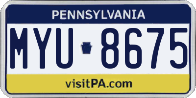 PA license plate MYU8675