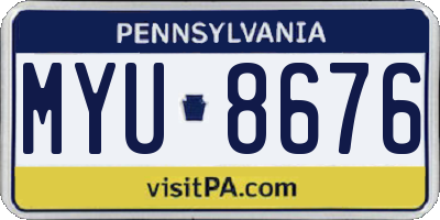 PA license plate MYU8676
