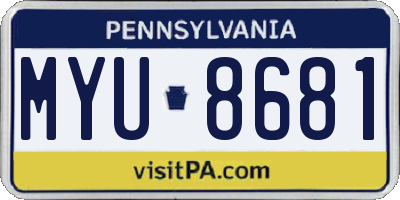 PA license plate MYU8681