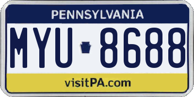 PA license plate MYU8688