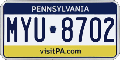 PA license plate MYU8702