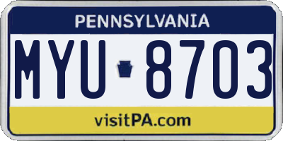 PA license plate MYU8703