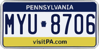 PA license plate MYU8706