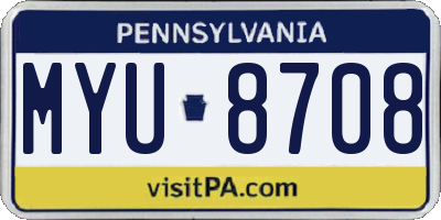 PA license plate MYU8708