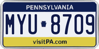 PA license plate MYU8709