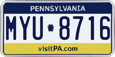 PA license plate MYU8716