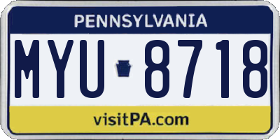 PA license plate MYU8718