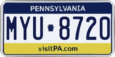 PA license plate MYU8720