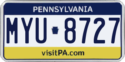 PA license plate MYU8727