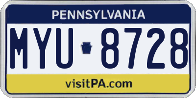 PA license plate MYU8728