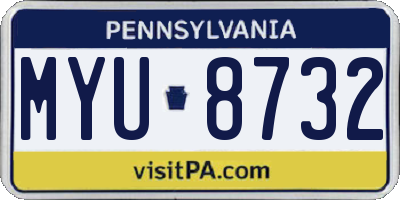 PA license plate MYU8732