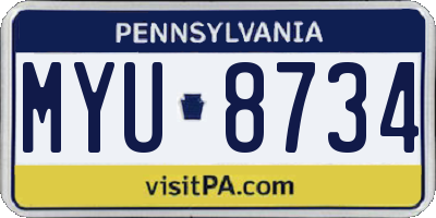 PA license plate MYU8734