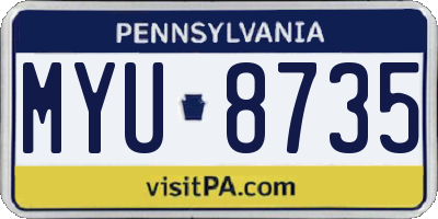 PA license plate MYU8735