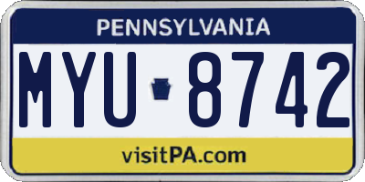PA license plate MYU8742
