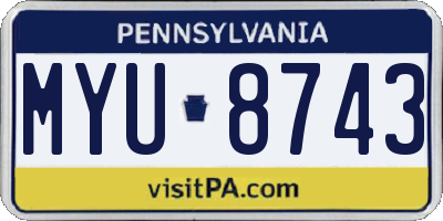 PA license plate MYU8743