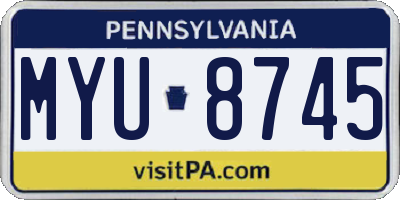 PA license plate MYU8745